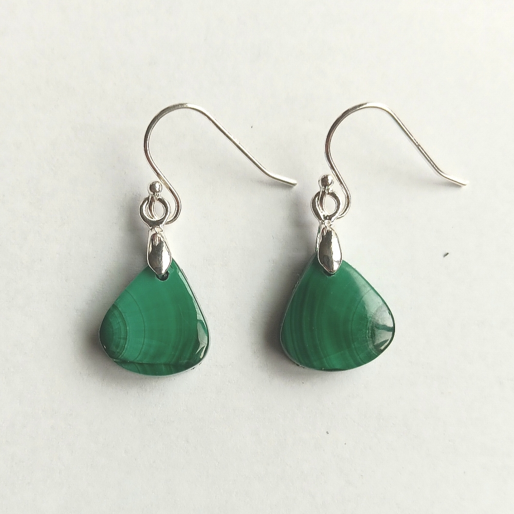 Malachite Gemstone Earrings with 925 Sterling Silver Findings